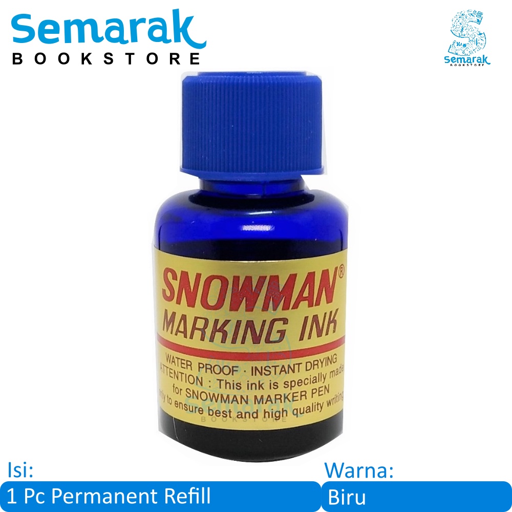 

Snowman Refill Permanent Marking Ink Tinta Spidol tidak dapat dihapus 20 ml - Biru