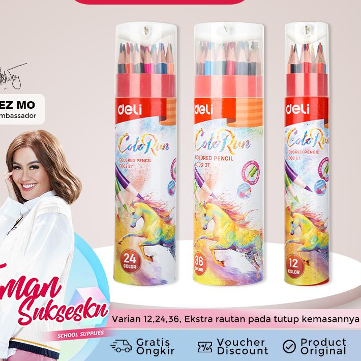 

GAF136 Deli Pensil Warna 12/24/36 Warna dengan Bonus Rautan Pensil pada box EC00307 ++