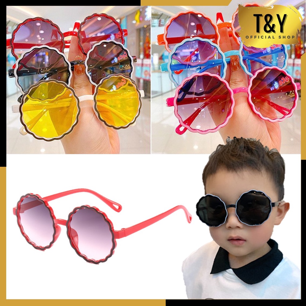 T&amp;Y Kacamata Anak 6623 Hitam Model Bulat Gelombang Kaca Mata High Quality Kids Sunglasses Kaca Mata Murah Import