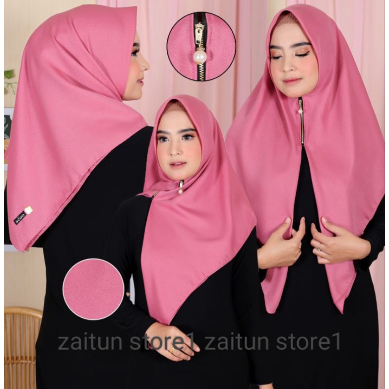 hijab/jilbab segiempat  instan sinar glamor  resleting mutiara Zipper anty letoy