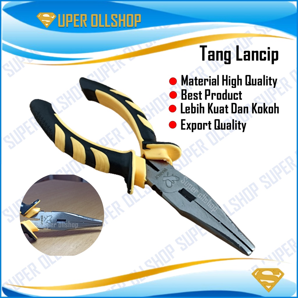 Tang Lancip Cucut Kombinasi Potong Mini Jepit Long Nose Pliers Blister 6 Inch