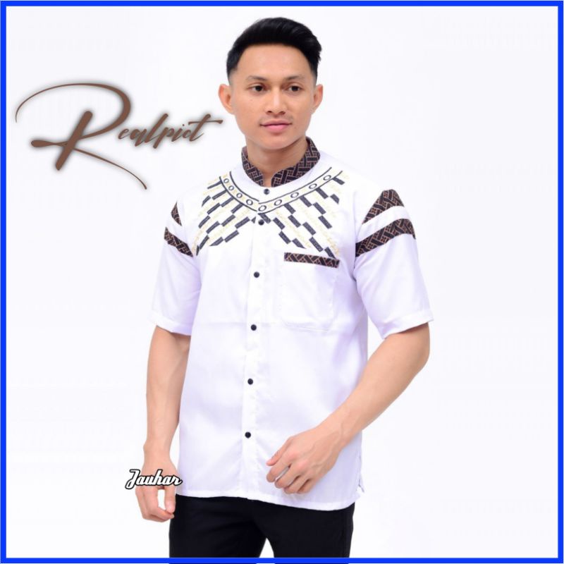 baju koko lengan pendek koko kombinasi batik lengan pendek bordir