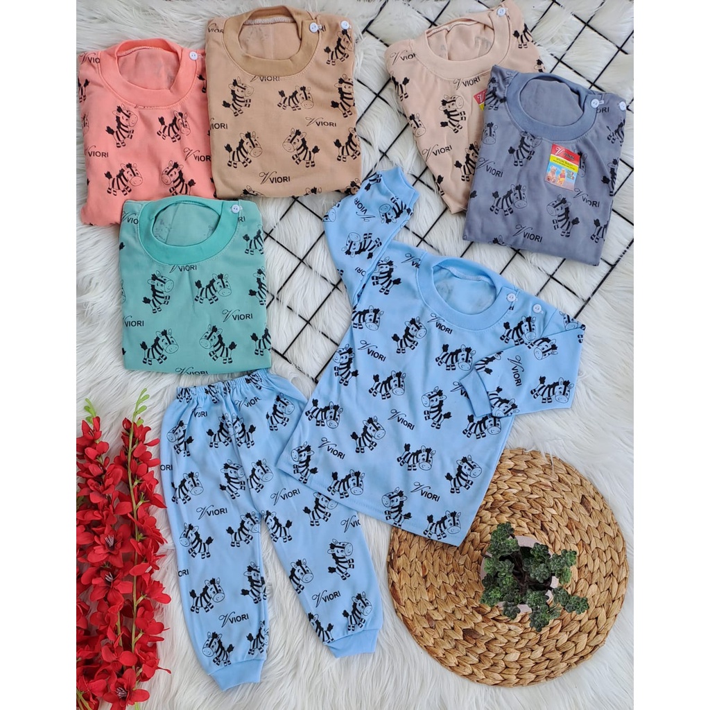baju bayi lucu murah motif zebra fullprint dasar warna setelan 3-18 bulan