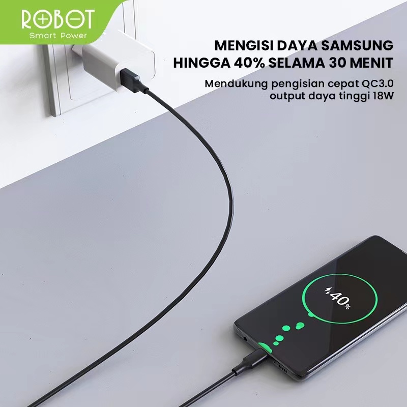 Charger 18W 3A ROBOT Rt-F1 Fast Charging Single Port ORIGINAL - Garansi Resmi 1 Tahun