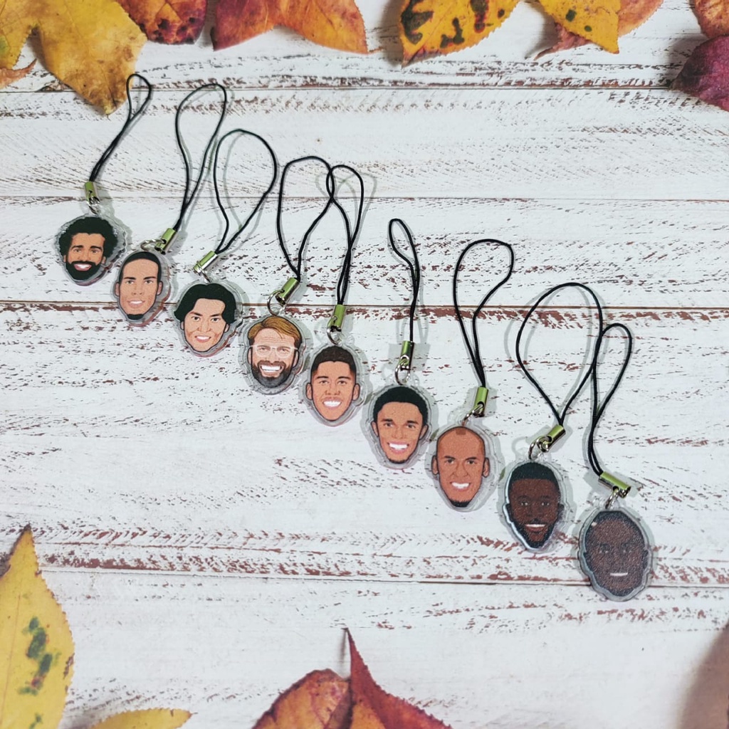 Phone Strap Foot Ball - Gantungan HP Mini Sepak Bola Karakter  - Akrilik / Keychain Liverpool Salah 