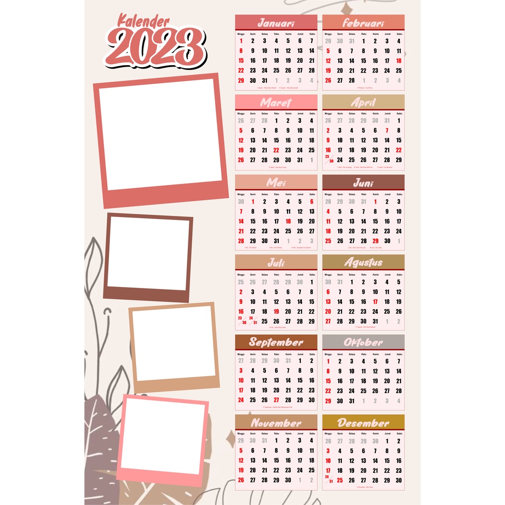 

Kalender Custome 2023 Papan Mdf