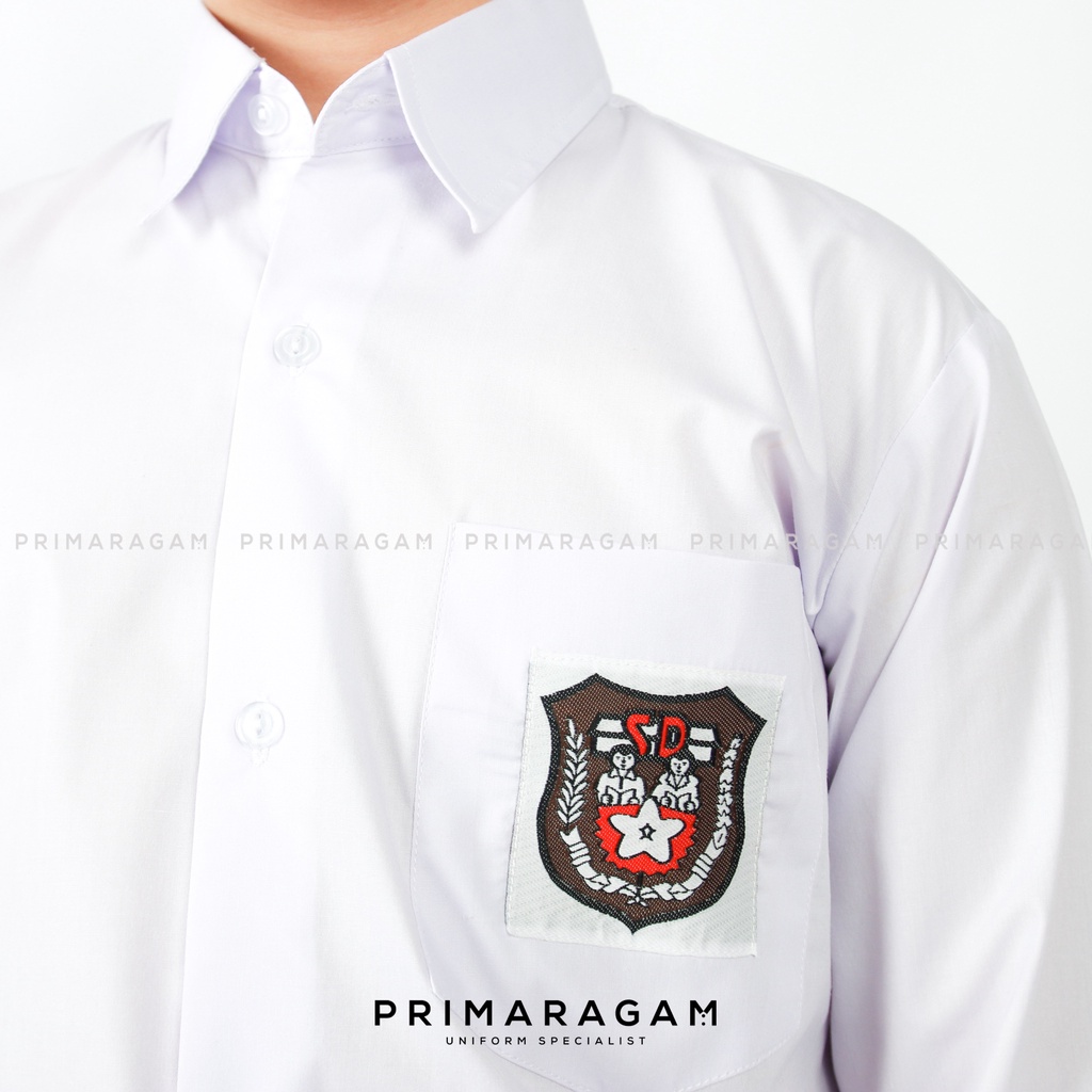 Primaragam Seragam Sekolah Sd Laki Laki Perempuan Lengan Panjang Baju Kemeja Putih Cewek Cowok