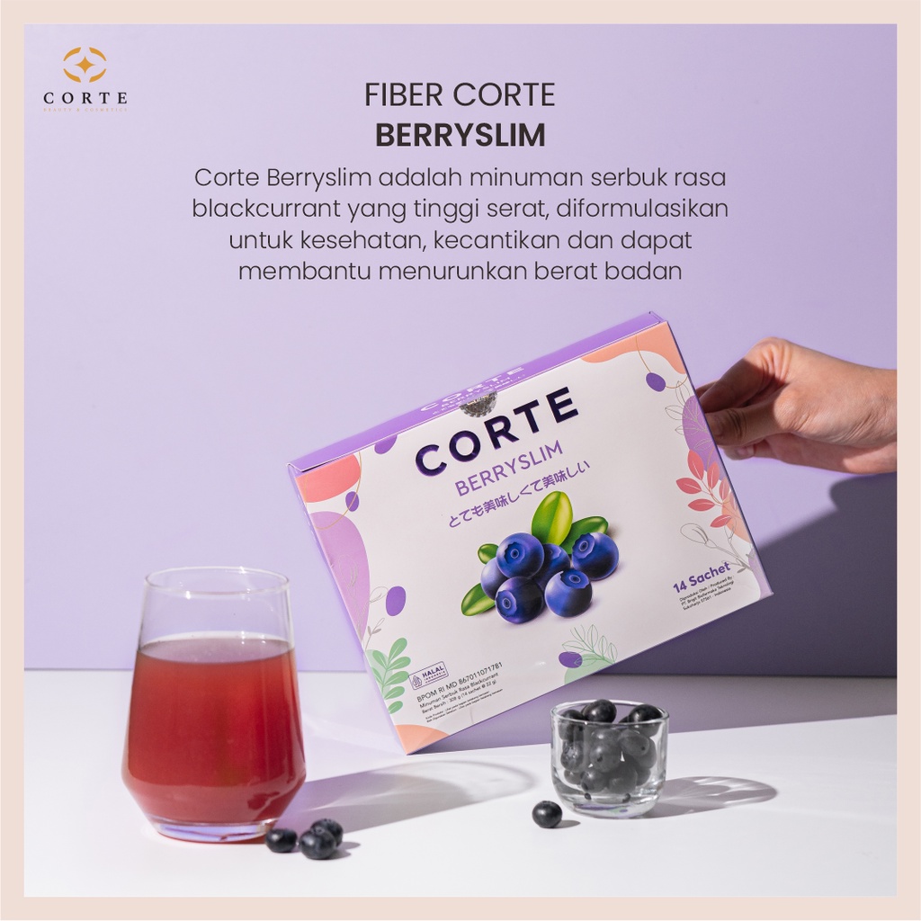 Corte Fiber Berryslim Collagen Slimming Drink Blackcurrant Detox Vitamin C Dextrose Inulin Glikosida