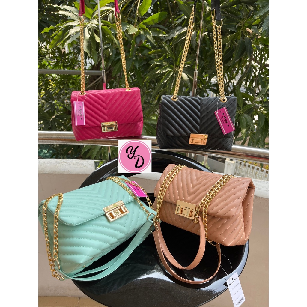 ( BISA COD ) TAS YUDE WANITA SELEMPANG CEWEK SLINGBAG KUNCI PUTAR TERBARU UK 23X16 CM