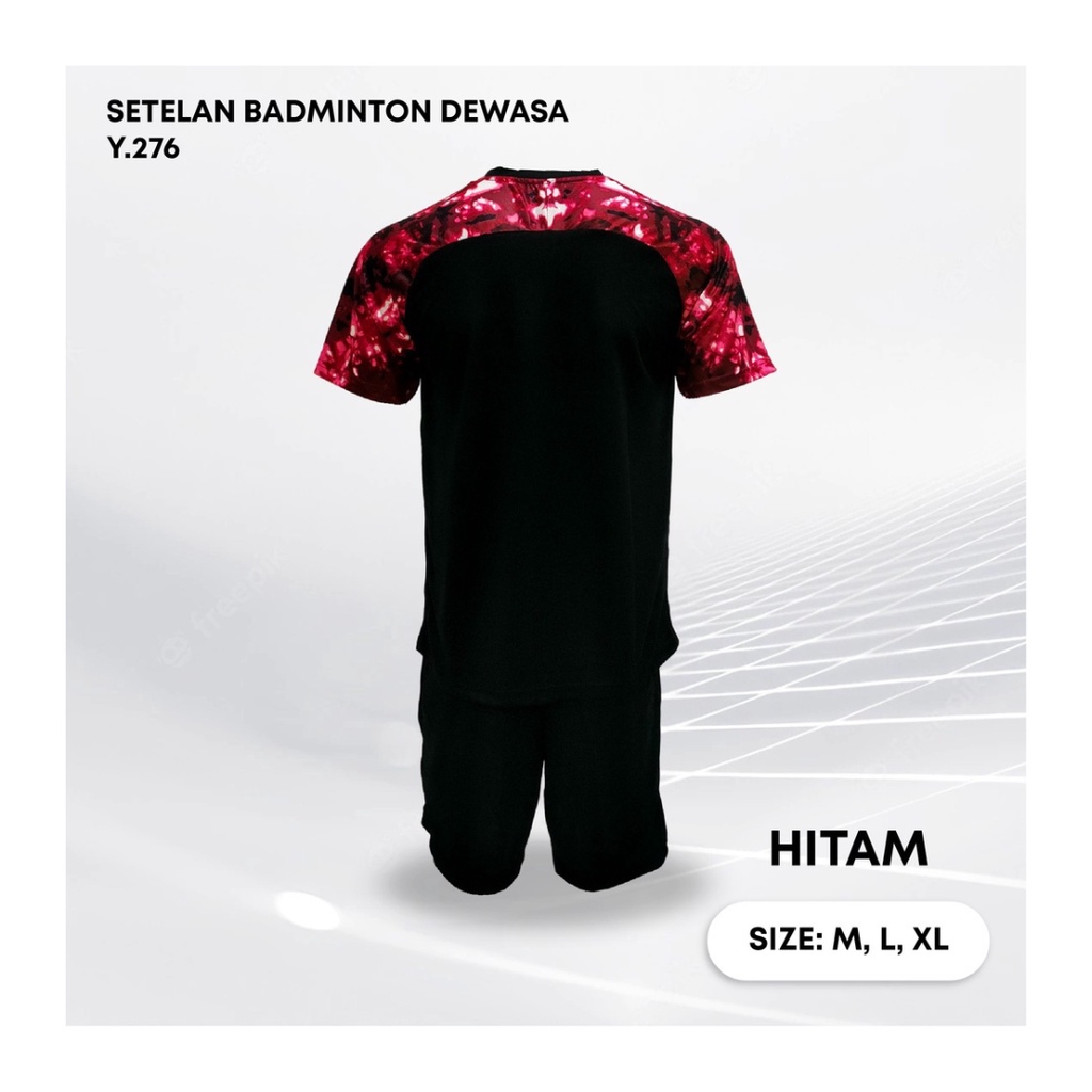 Kaos bulutangkis pria Y276 setelan baju celana badminton jersey wanita dewasa t-shirt outfit seragam jarsey kostum olahraga pakaian apparel sport jersy bulu tangkis casual jersi sudirman thomas uber cup print custom suit hitam polos