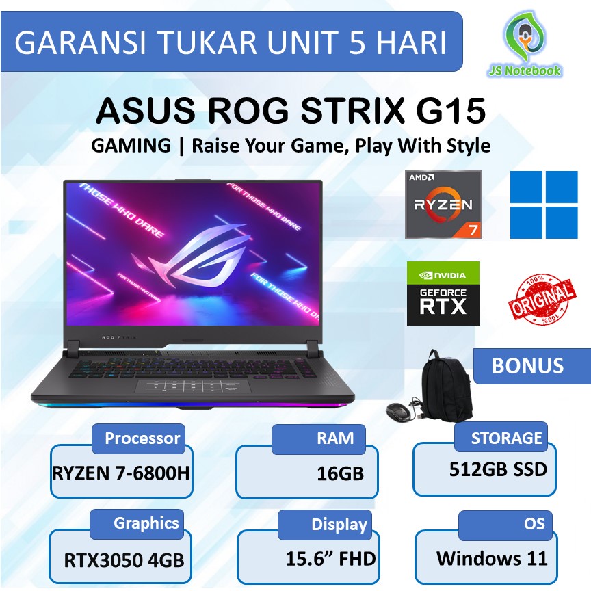 GAMING ASUS ROG STRIX G15  RTX3050 4GB/ RYZEN 7 6800HS 32GB 1TBSSD W11