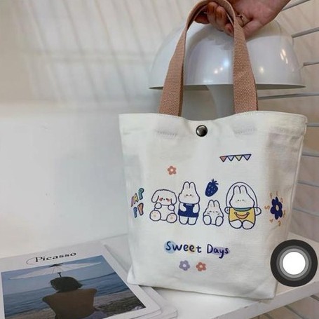 CHIRO Hand bag Tote Bag Tas Canvas Jinjing Baggy Happy Bear Wanita Korean kanvas Stylish Totebag Tas Wanita Mini Duck Lucu Elegan Aesthetic Fashion Korea Style Chikoisme