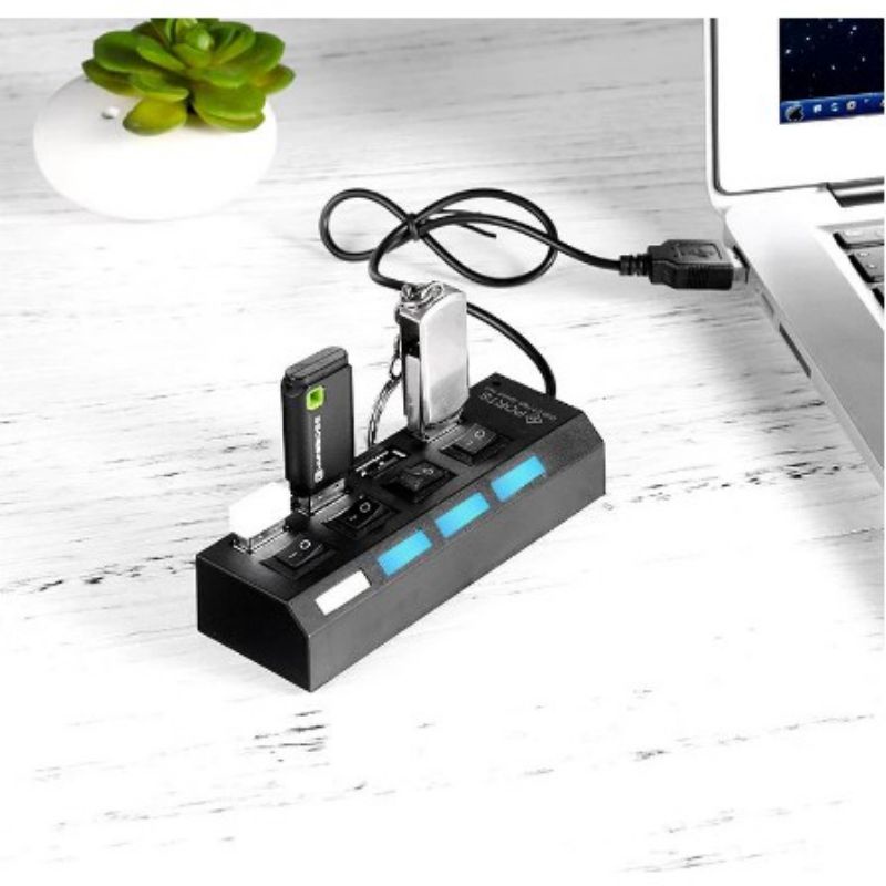 USB Hub 4 Port Saklar LH131 Output On/Off Colokan konektor Extender Flashdisk Mouse Keyboard