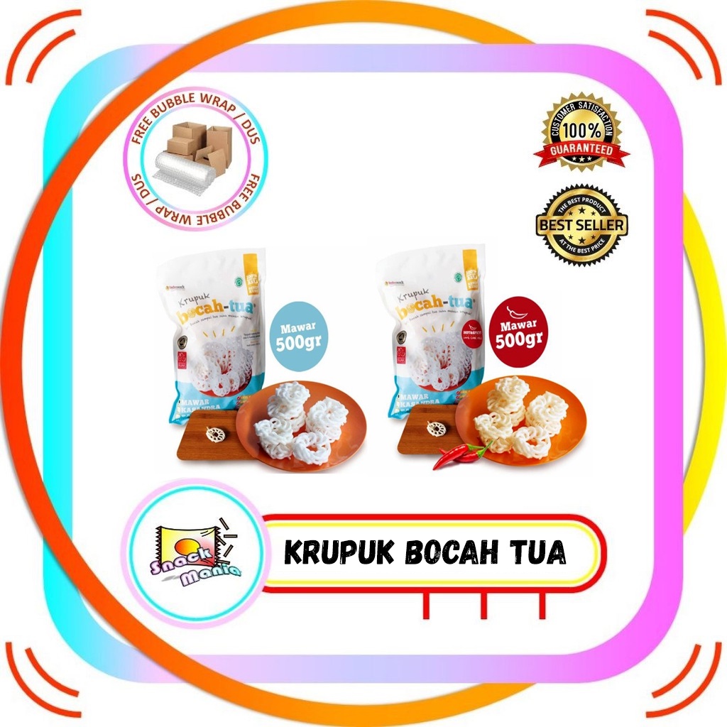 

Krupuk Bawang Bocah Tua Mawar Hot Spicy Pedas - Original 500 gr