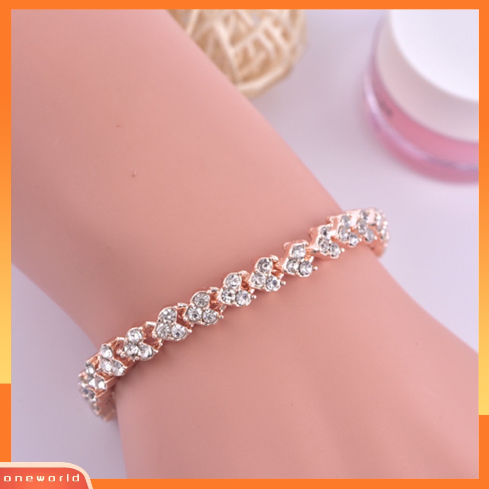 {oneworld} Gelang Tangan Wanita Hias Berlian Imitasi Berkilau Bangle Adjustable Untuk Ulang Tahun Pesta