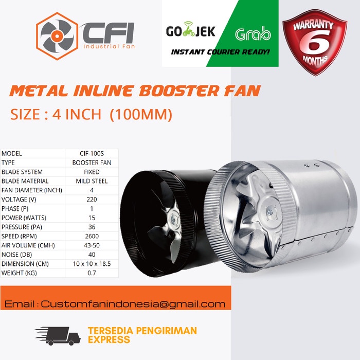 Infan 4" Inch Inline Fan/Inline Duct Fan/Booster Fan/Exhaust Fan