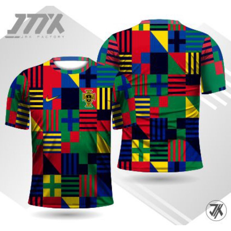 T-Shirt Jersey Prematch Portugal Piala Dunia Qatar 2022/kaos jersey lengan pendek/panjang free Costu