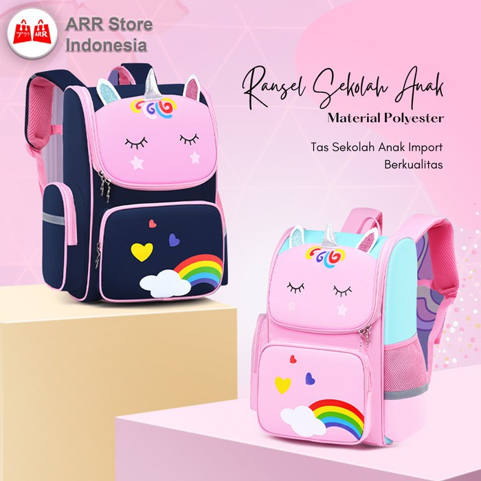 Tas Ransel Backpack Sekolah Anak Cowok Cewek TK SD Premium Unicorn