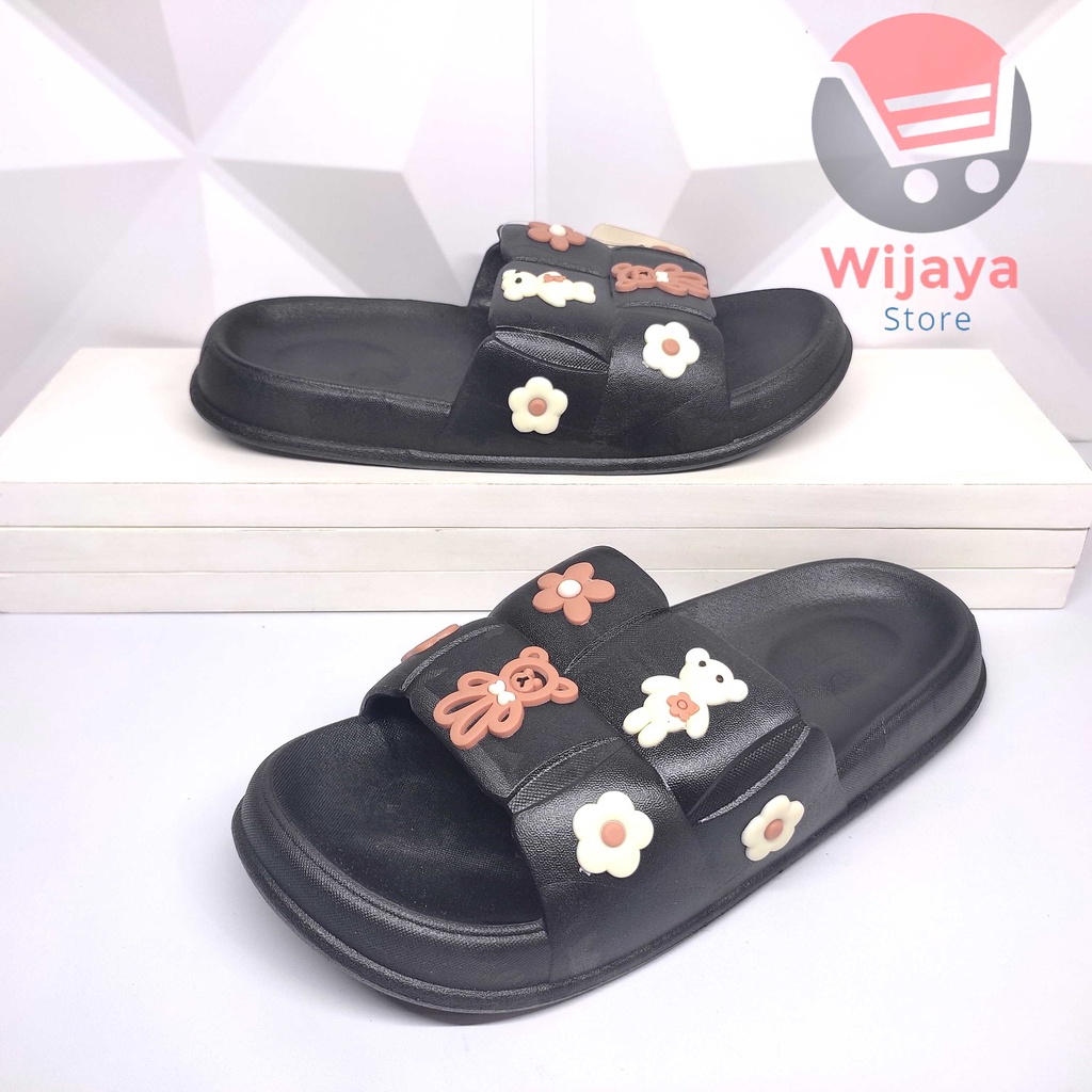 Sandal BALANCE 6608 Jelly Slop Wanita Teddy Bear Sendal Slide Selop Cewek Perempuan