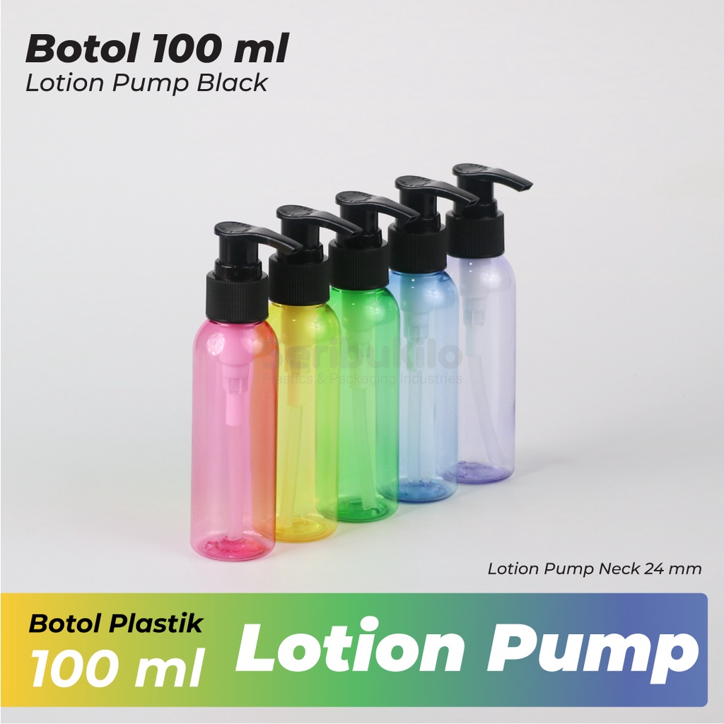 Botol Plastik 100 ml PET - Tutup Pump Hitam / Botol Lotion Pump Hitam 100ml