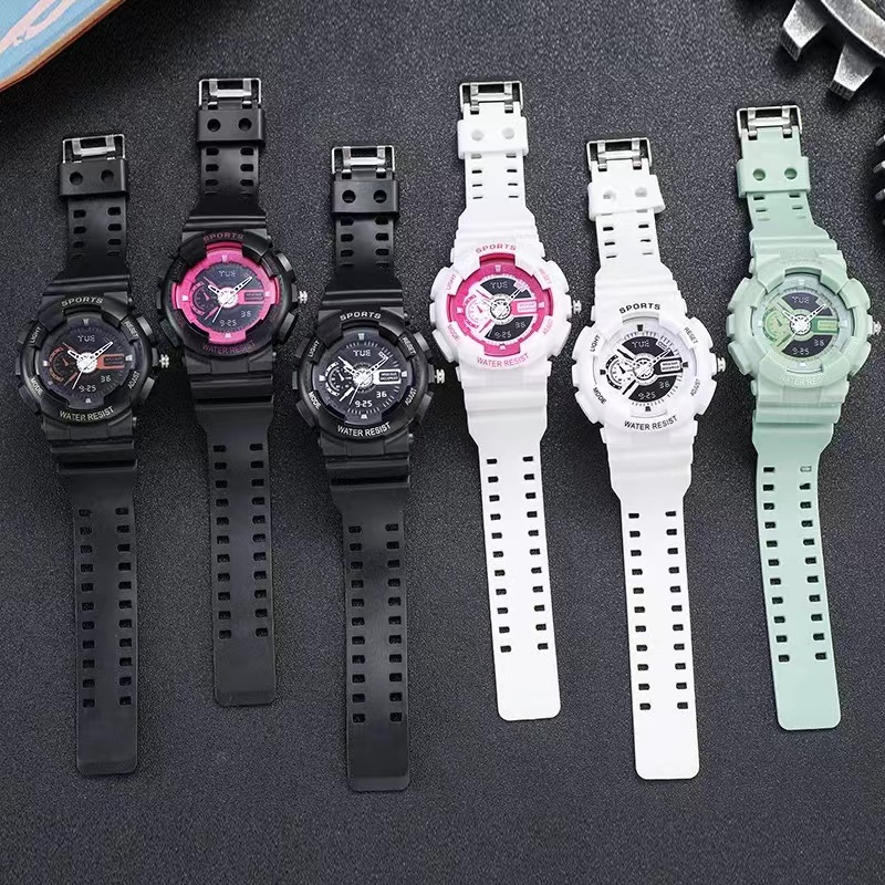 Jam Tangan Pria Dan Wanita Sport Rubber Fashion Digital Watch Dual Wristwatches LED