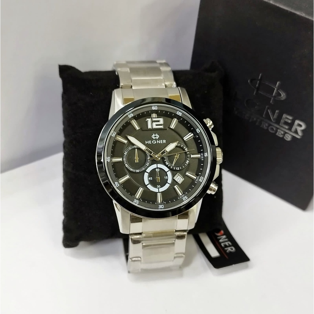 Jam Tangan Pria Cowok HEGNER 439 FREE BOX DAN GARANSI Tanggal Aktif Chrono Aktif Fashion Import Murah Mewah BONUS BATERAI CADANGAN!