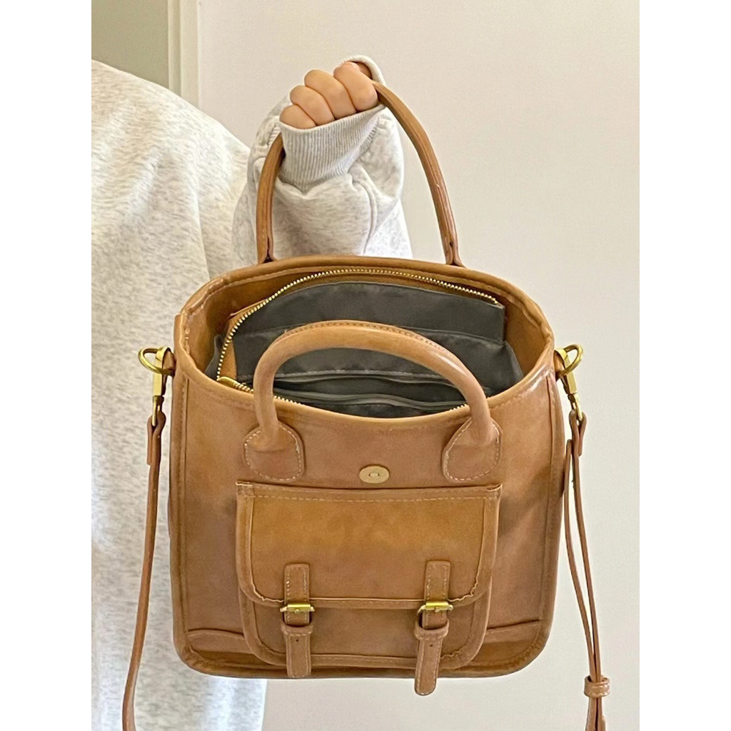 ❀Sera Retro College Tangan Membawa Tas Tas Wanita 2022 Mahasiswa Baru Kelas Satu Bahu Messenger Tas Commuter Tote Bag