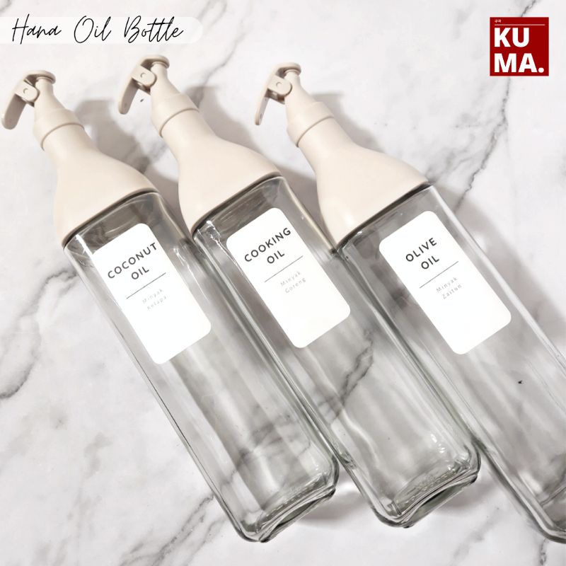 KUMA Botol Minyak Korea Aesthetic 500ml Bahan Kaca Warna Beige Nude