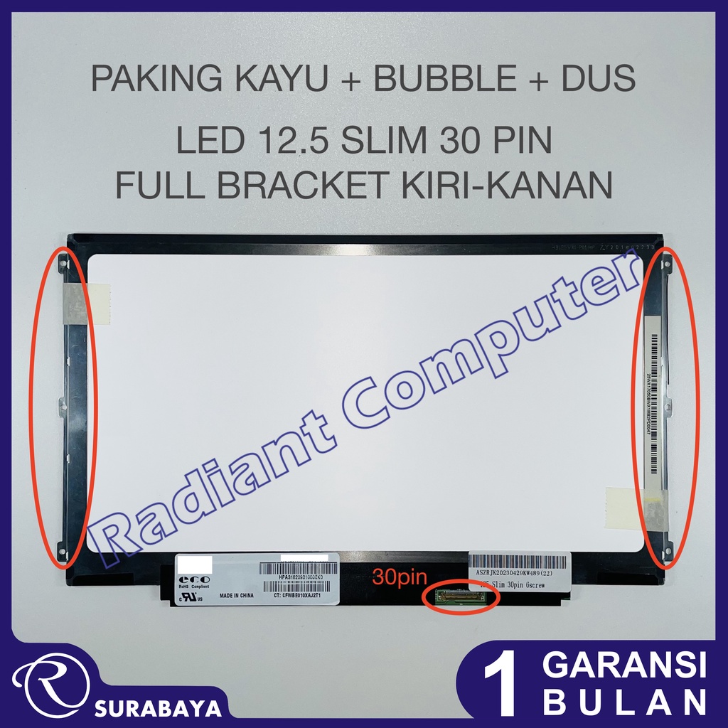 HD LCD LED 12.5 Slim 30 pin Full Bracket Kiri-Kanan