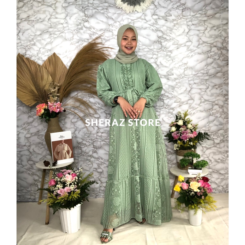 Gamis Dress Brukat Jumbo Ld 120 130 140 ZIZARA BRUKAT S M L XL XXL XXXL 5L Gamis Wanita Terbaru 2022