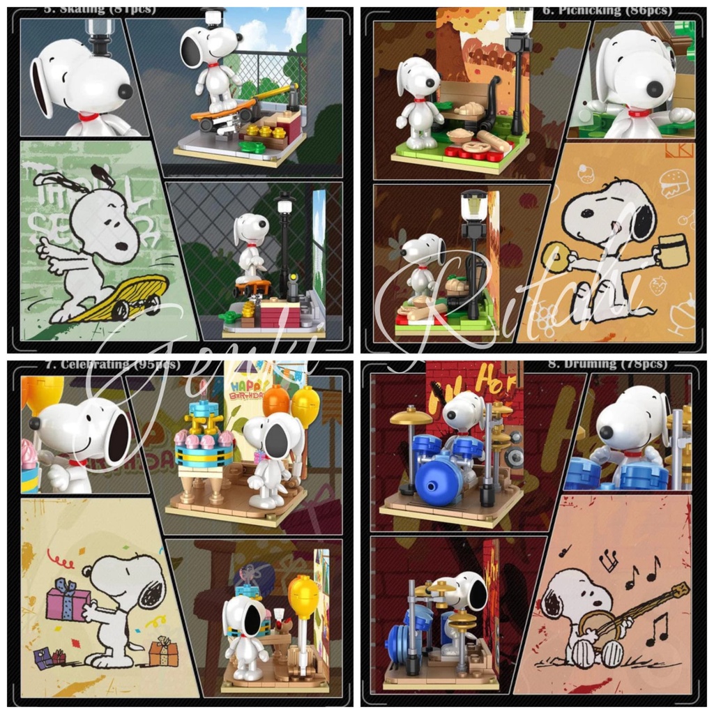 Mainan blocks / Mainan Balok brick DIY edukasi blind box snoopy original lisensi