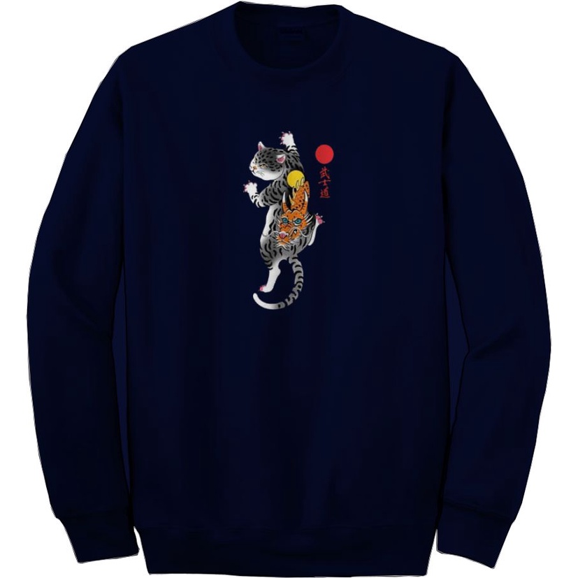 crewneck sweater pria kekinian motif CAT DRAGON termurah /bahan fleece lembut dan tebal