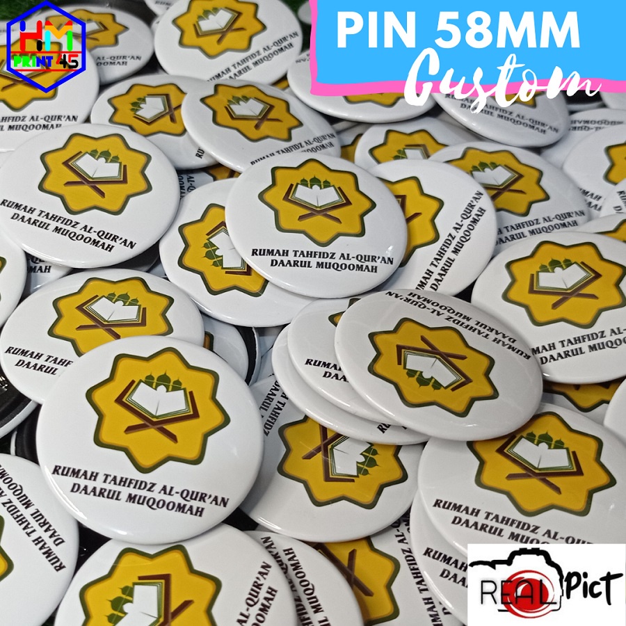 Cetak Pin Peniti Custom 58 mm Putih termurah / Pin Peniti Custom semua desain