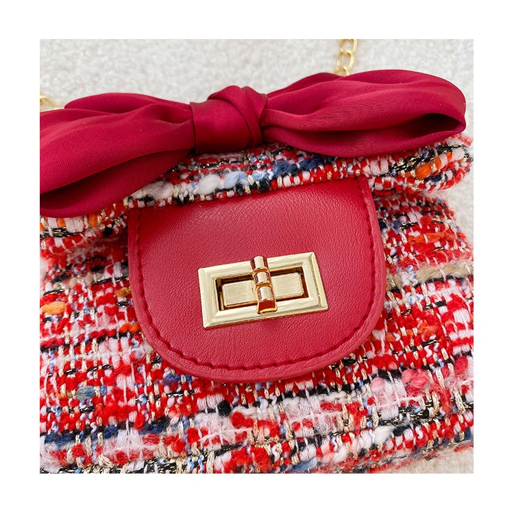 Tas Selempang Anak Hand Bag Korea Anak Model Persegi Pita Merah