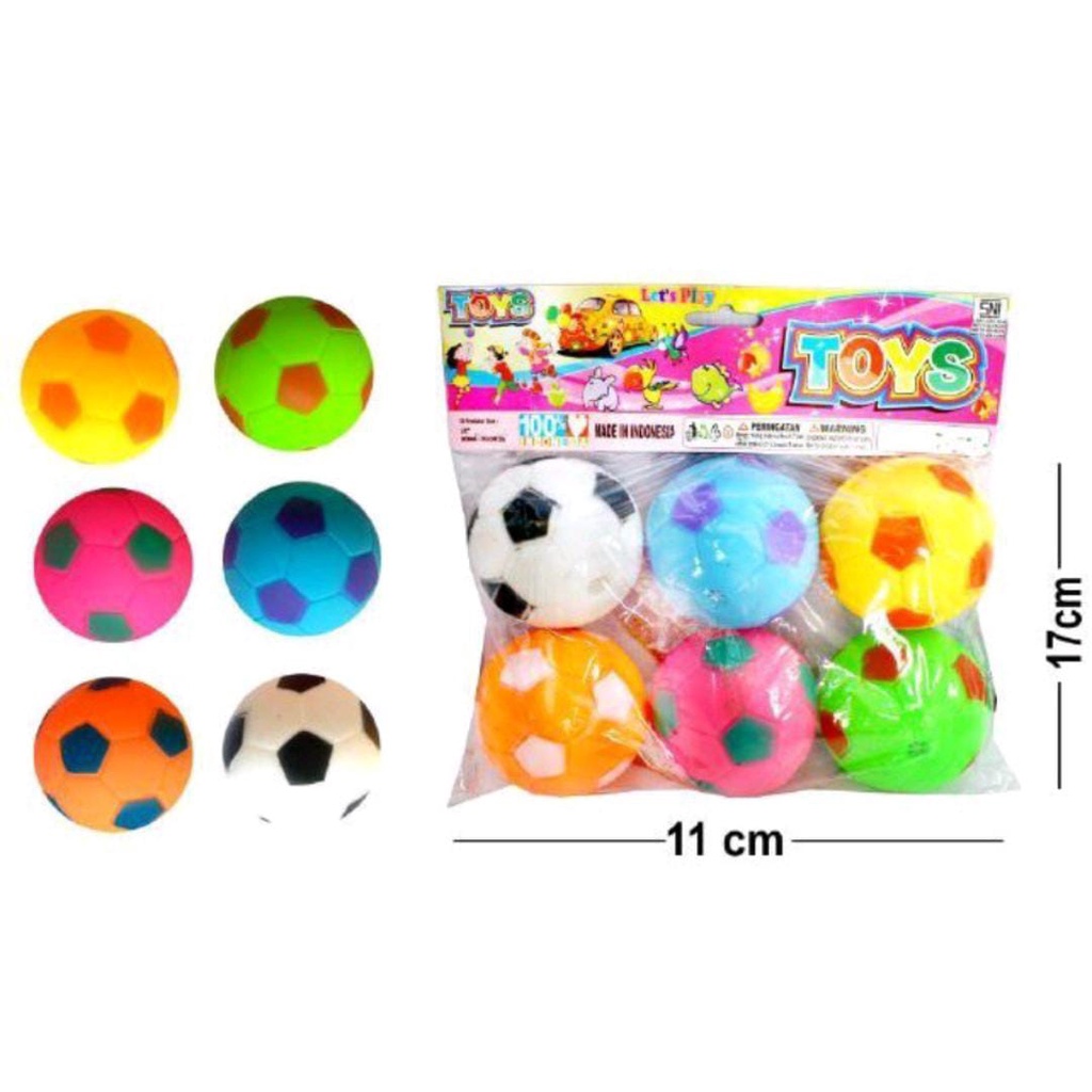 mainan bola pencet bunyi isi 6pcs