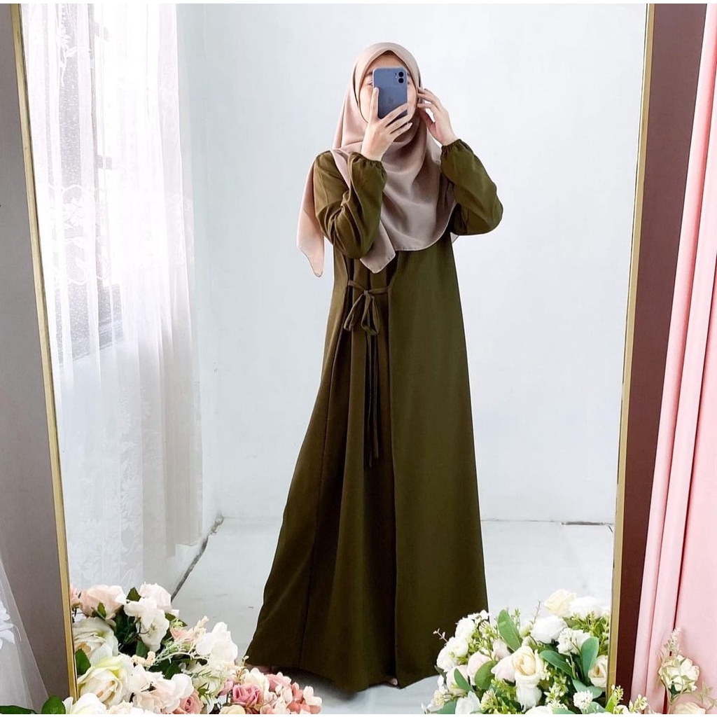 GF02 ~ ARSEN DRESS size S M L XL fashion muslim basic stylish remaja MILENIAL ( ARMY )