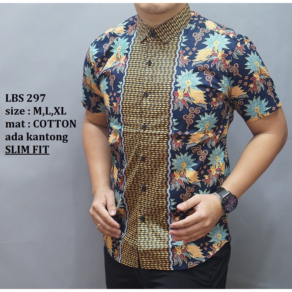 Baju Batik Pria Slimfit Kemeja Lengan Pendek Slim Fit LBS 297