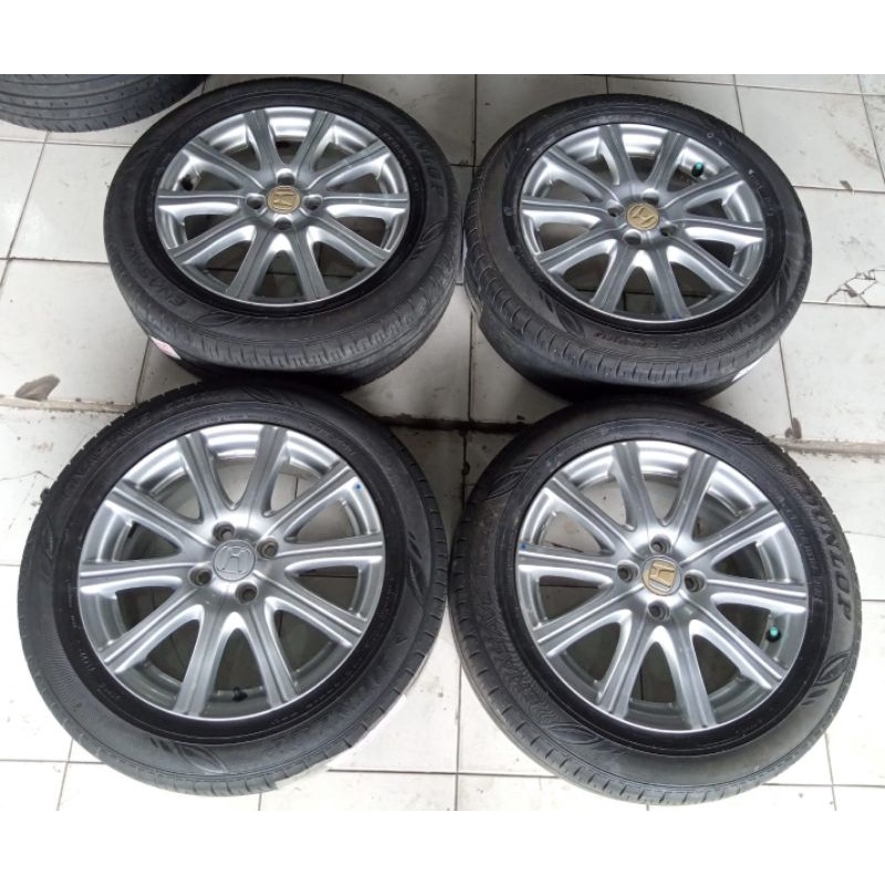 Velg Mobil Seken Lubang 4x100 STD OEM Jazz P10 Ring 16+Ban Dunlop 195 60 r16