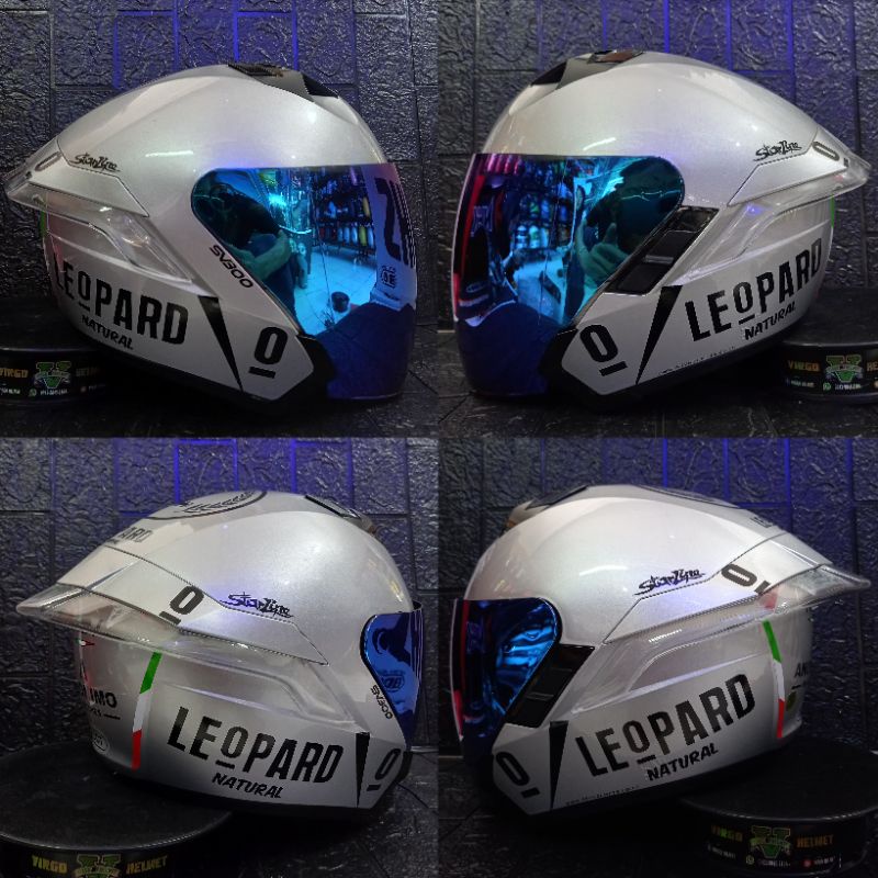 HELM RSV SV300 SOLID SILVER LEOPARD PAKET GANTENG