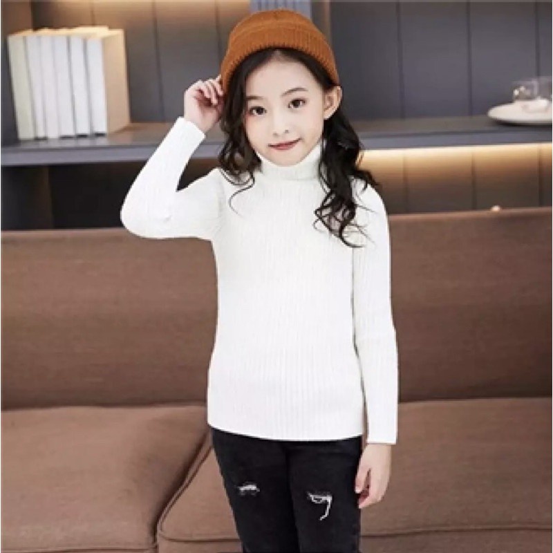 sweater rajut anak unisex kerah tinggi/turtleneck rajut anak anak laki laki dan perempuan 2-8thn/baju hangat anak