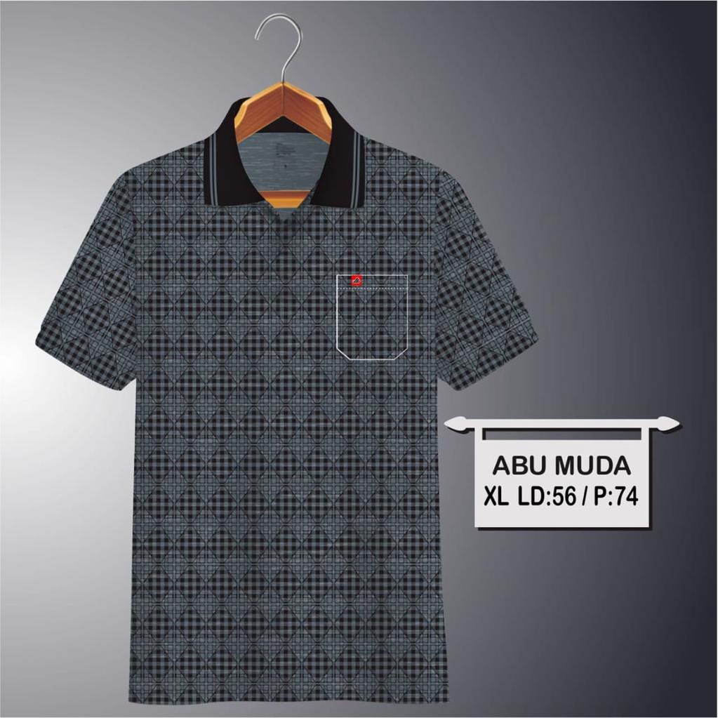 Noveli wear - Kaos kerah pria | kaos korea katun saku dewasa motip full print | kaos polo batik kode 02