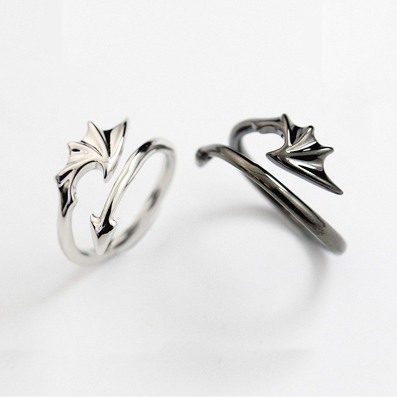 Ins Baru Hip Hop Malaikat Dan Setan Cincin Pasangan Pria Wanita Korea Sederhana Hitam Putih Siswa Hadiah Perhiasan Untuk Pertunangan Accessary