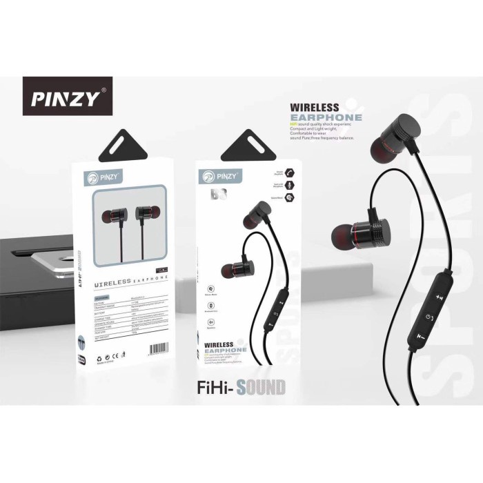 headset bluetooth PINZY Headset Bluetooth Sport Magnetic design Original B3 - Hitam(V6F8) headset bl
