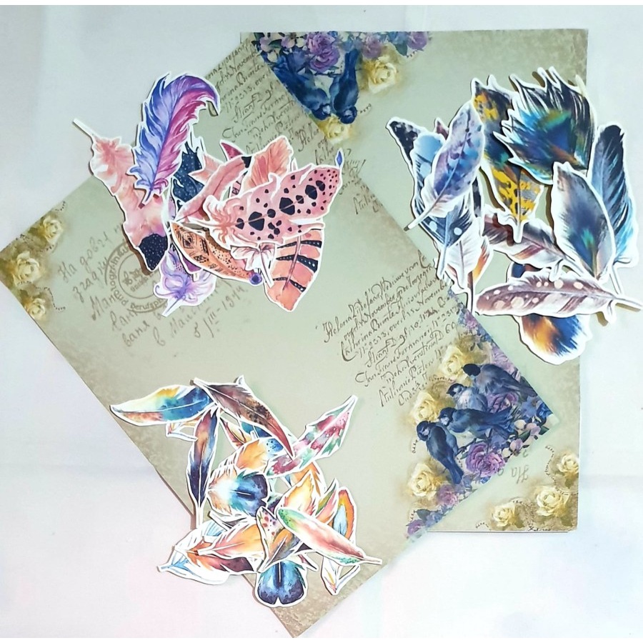 Journaling Deco - Feather Sticker - Stiker Bujo Motif Bulu-02 (1 set)