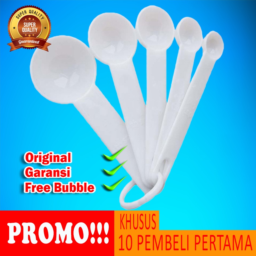 Sendok Takar Set 5 Pcs Takaran Gram Kue Bumbu Dapur Kopi Obat Measuring Spoon Plastik Putih