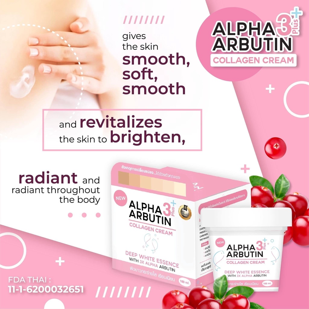 Precious Skin Alpha Arbutin 3 Plus Collagen Deep Essence Whitening Cream / Collagen / Pemutih Badan