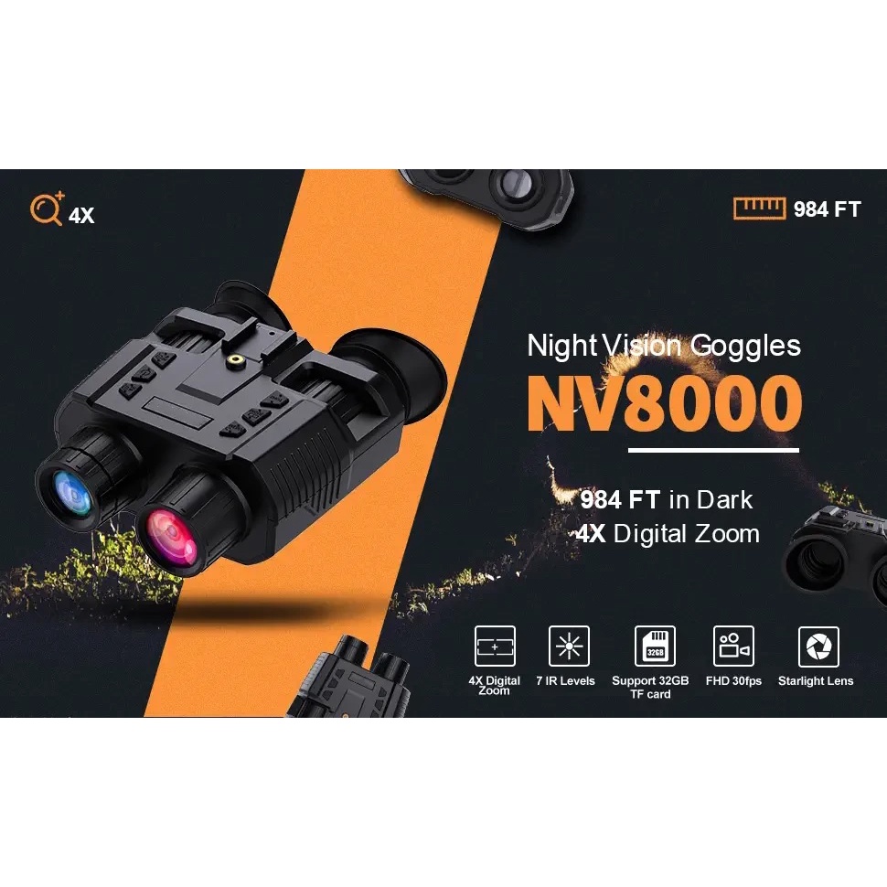 NV8000 - 3D Night Vision Infrared Binoculars 4x Zoom - 1080P Recording - TEROPONG TERBARU BISA UNTUK MALAM HARI