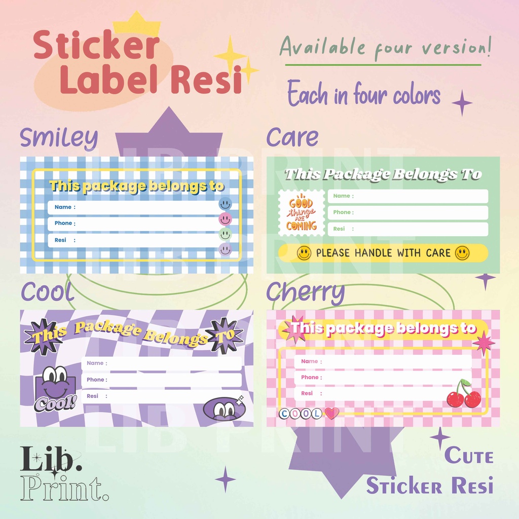 

STICKER RESI PENGIRIMAN / LABEL RESI PENGIRIMAN / AESTHETIC / CUTE / PASTEL