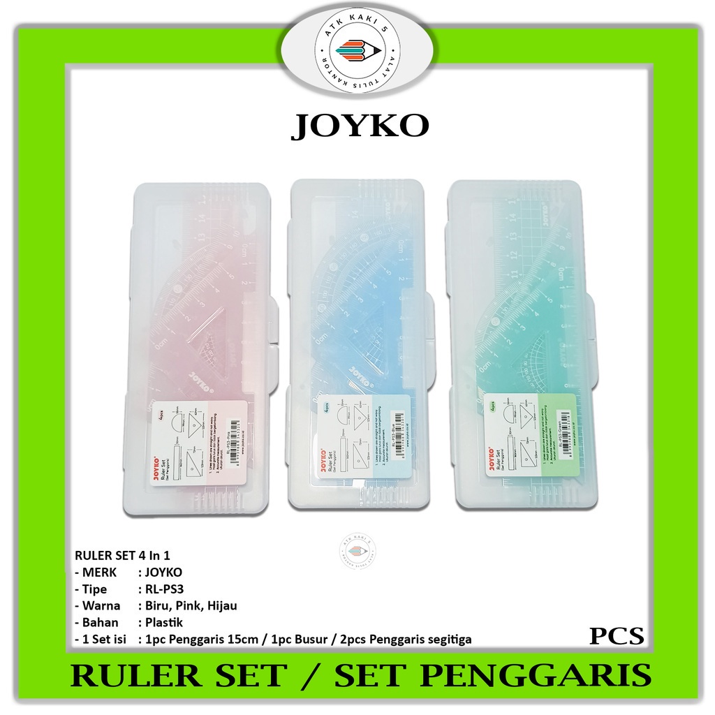 

JOYKO - Ruler Set 4 In 1 RL - PS3 Blue, Green, Pink - Pcs
