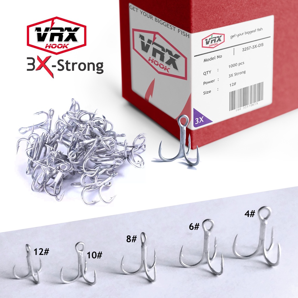 VRX Treble Hook 3X strong size 12 sampai 4 trible Kail Jangkar pancing